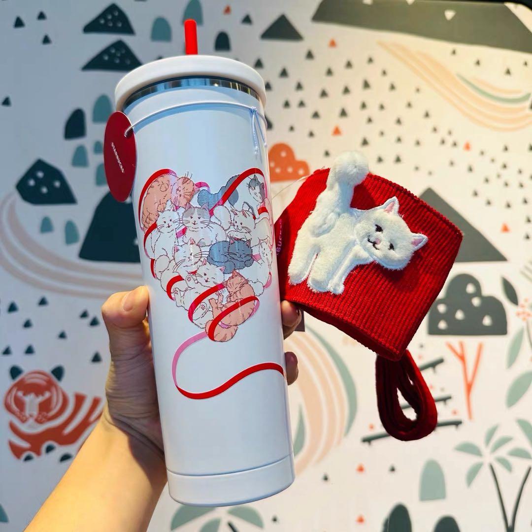Starbucks Limited Edition Overseas Valentine Series Stainless Steel Tumbler Cat