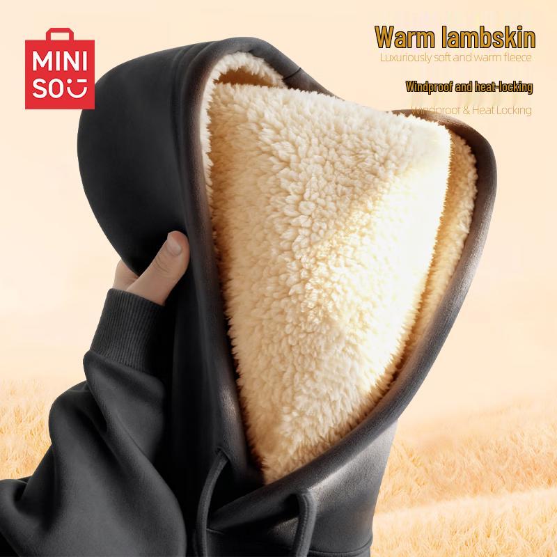 

MINISO Men s American Retro Fleece Hoodie L