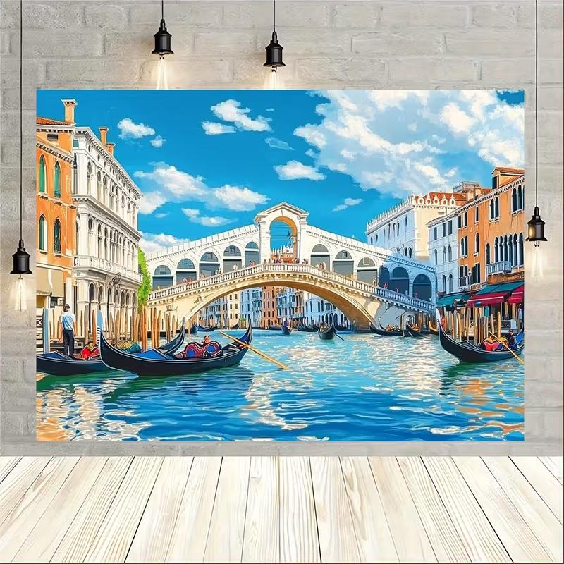 Arazzo Canal Grande di Venezia, Ponte di Rialto e Gondole Sfondo Stampato 2D per Decorazioni per la Casa a Tema Viaggio