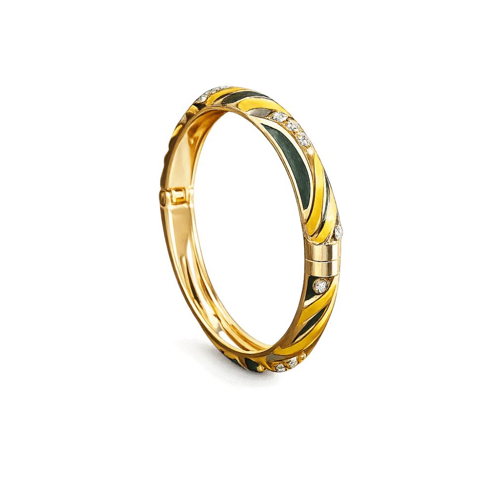 

Colorful Enamel Cloisonne Bracelet Retro Dainty Gold Plated Floral Bangle Ethnic Style Zinc Alloy