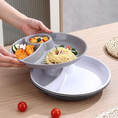 2pcs Microwavable Divided Dinner Plate Round Fruit Serving Tray Portable Food  Plate  Kindergarten
