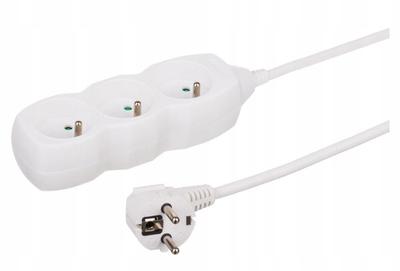 Przedłużacz 3 Gniazdowy 1m Biały 250V 16A OWY 3x1 Mm²