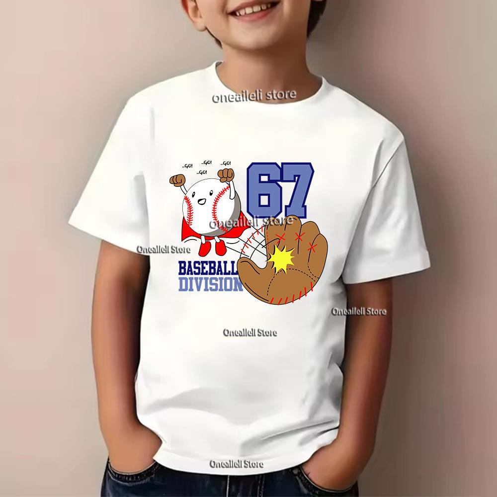 Kids Summer T-shirt Boys Girls Sport Number Print Top Casual Short Sleeve Wear