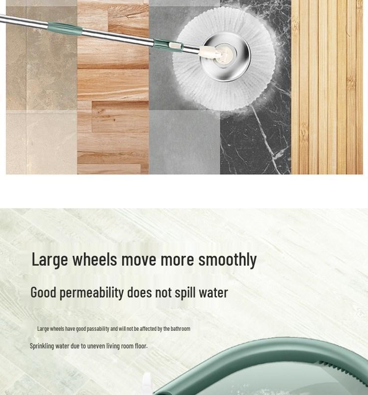 360° Spin-Dry Hand-Free Mop with Absorbent Cloth and Single Bucket
