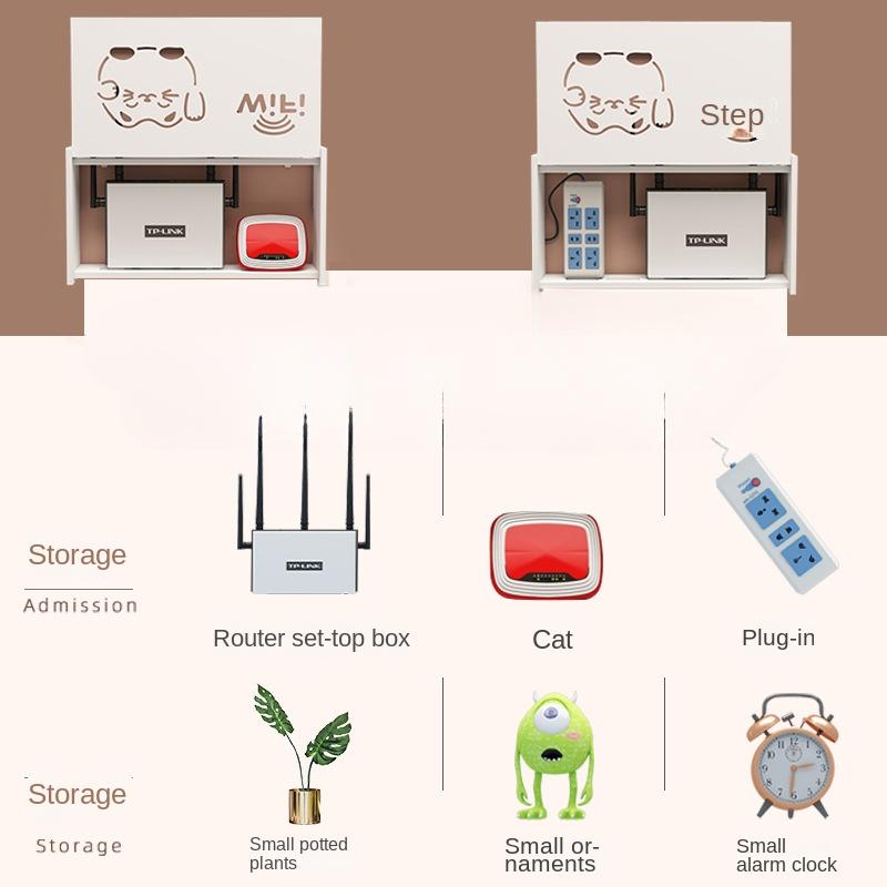 Home Wohnzimmer TV-Set-Top-Box-Rack, wandmontierte WLAN-Blockierungshalterung, stanzfreie Router-Aufbewahrungsbox