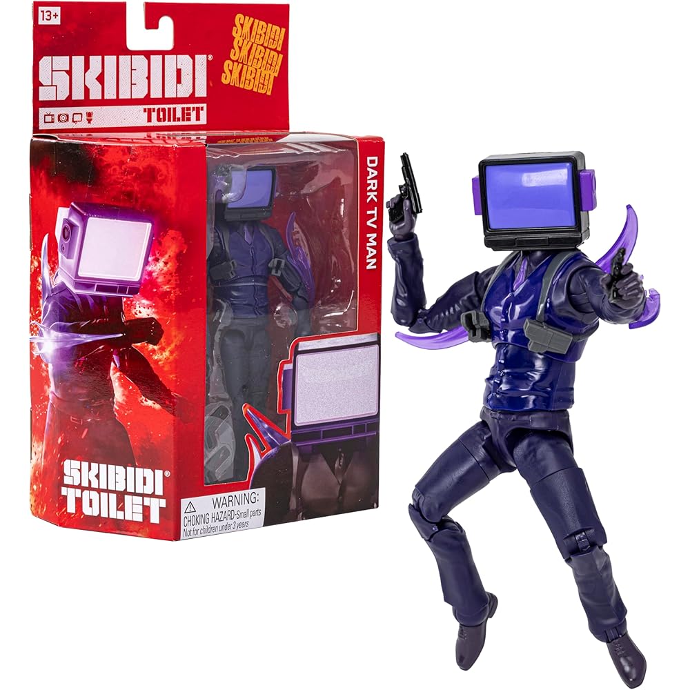 SKIBIDI Toilet Deluxe Figure - Series 2, 6-inch Collectible Figure, YouTube Animation Sensation, Officially Licensed Toilet Merchandise - Dark TV Man