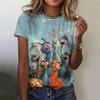 Cute Chicken Pattern T-Shirt For Women Funny Animals 3D Printed T Shirts Summer Fashion Street Tees O-Neck Tops Short Sleeves