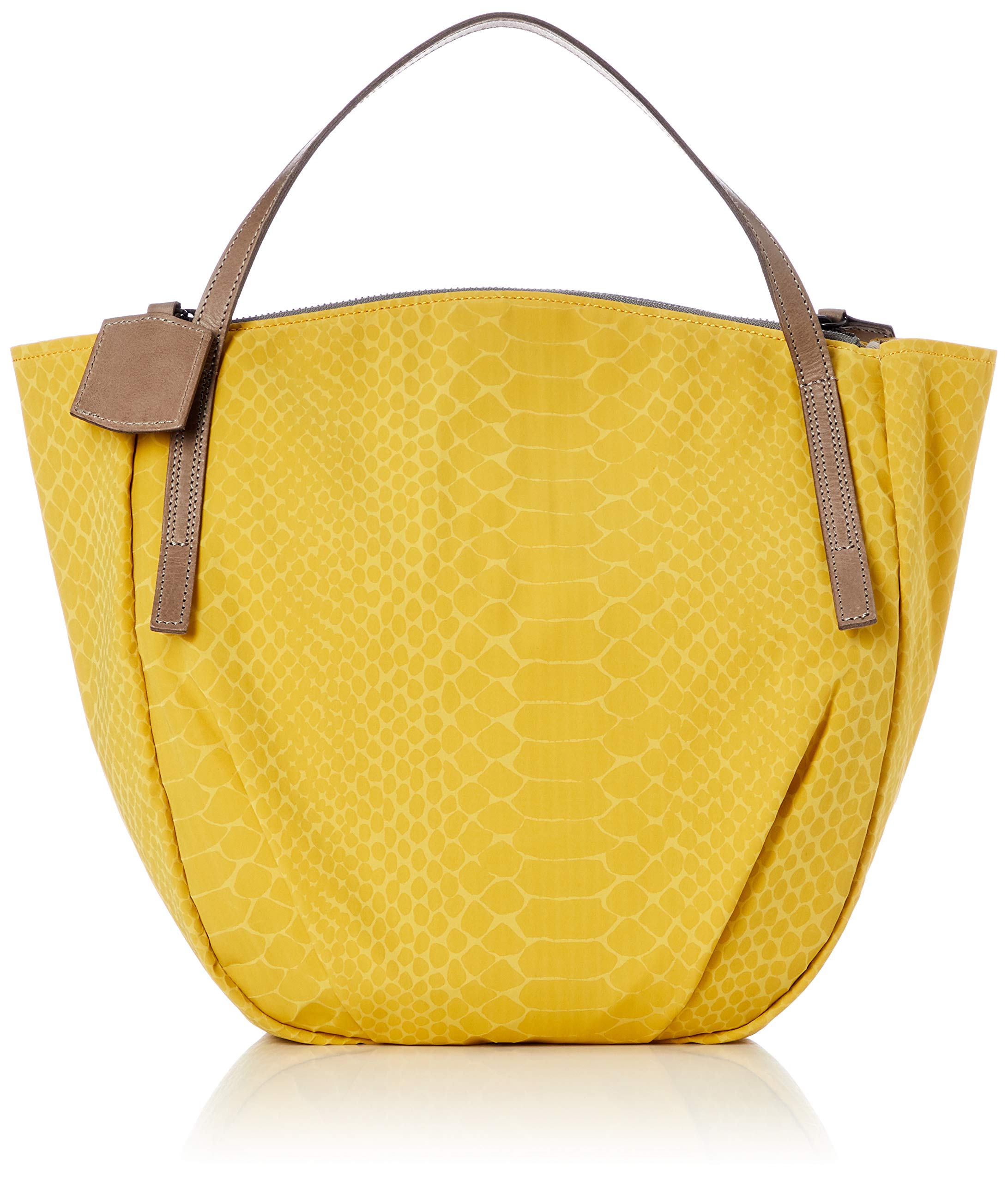 

Laissez-Faire Pylon Nylon and Cowhide Leather HandbagTote Bag, 520646, Yellow