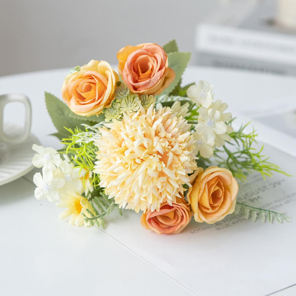 1/3PCS Artificial Flowers Wedding Home Room Decoration Bridal Bouquet Garden Fake Silk Roses Hydrangeas Vase Diy Gift Party Yard