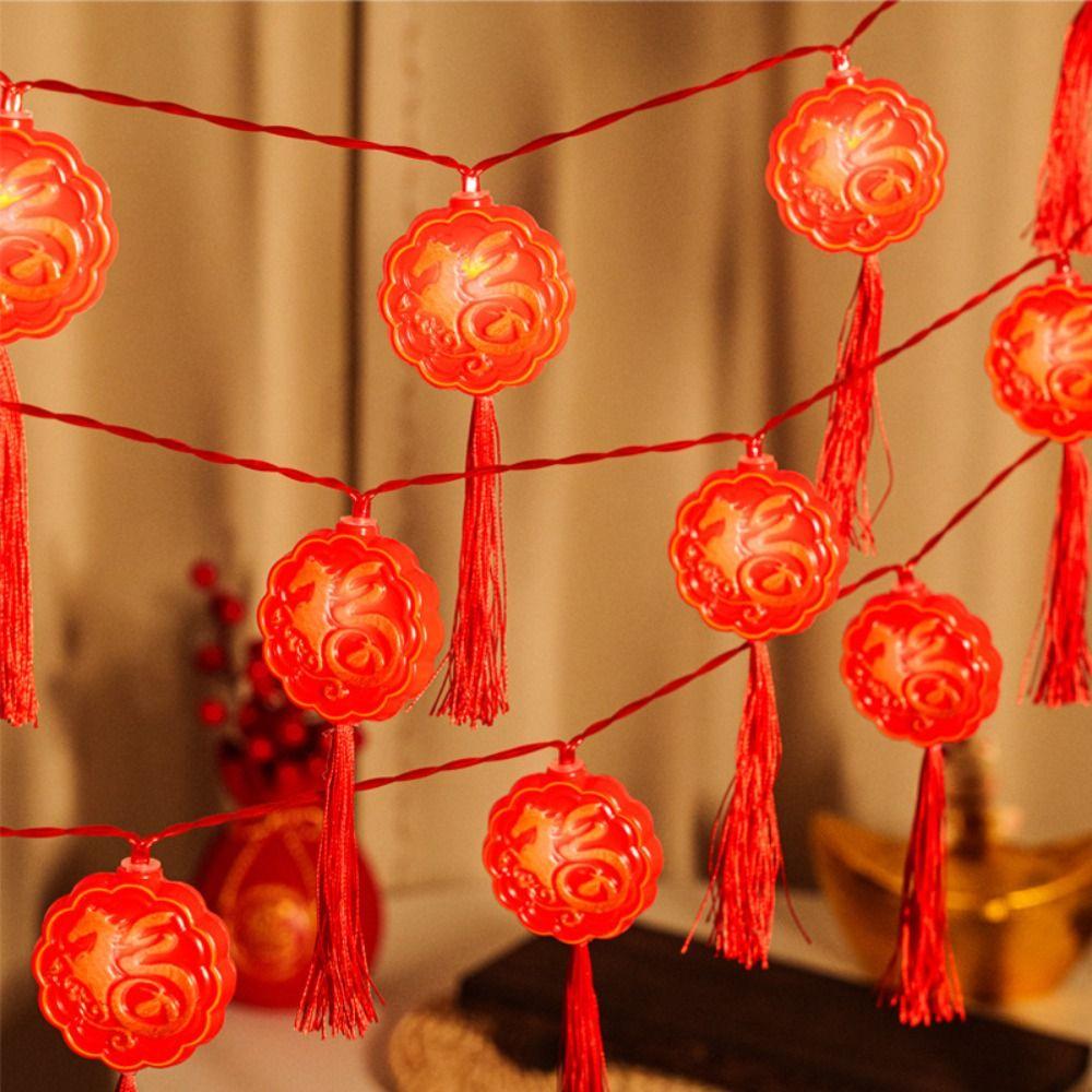 Waterproof Red Lantern Decoration Chinese Style Wealth God Lantern String  Christmas Tree