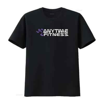 T-shirt de sport pour homme ANYTIME FITNESS en polyester, évacuant la transpiration, pour un style de vie actif, vintage, lavé, confortable, mode