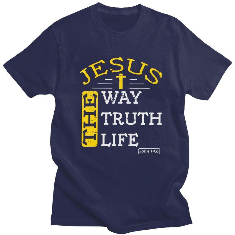 Custom Male Jesus The Way Truth Life T Shirts Short Sleeves Cotton Tshirts Streetwear Tshirt Casual Tees Loose Fit Clothes