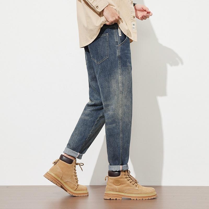 

Весенне-осенние новые маленькие прямые джинсы мужские свободные повседневные длинные брюки 38