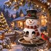 Christmas Yard Ornament for Wild Birds Snowman Hanging Bird Feeder, Resin Decorative Weatherproof Feeder Garden Patio Balcony, Gift Lovers Cute