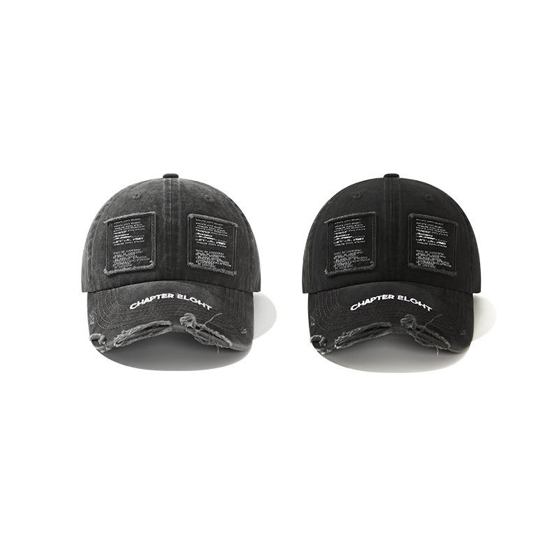 Retro washed old ripped baseball cap women's summer sunshade letters versatile face peaked cap tide