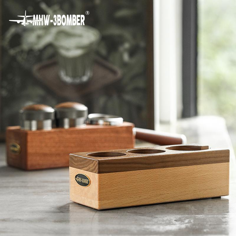MHW-3BOMBER Espresso Tamping Station Wooden Portafilter Holder for 51-54mm Coffee Tamper Station Chic Home Barista Accessories