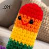 Cute Yarn Decoration Handmade Crochet Ornament, Funny Positive Desk Buddy, Exquisite Craft Figurine, Emotional Support Keepsake Gift for
