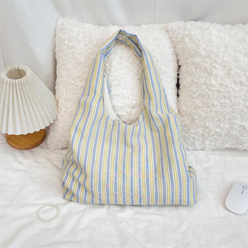 

Полосатая холщовая сумка Dopamine, сумка-жилет, большая вместимость, сумка для подмышек, школьная сумка для студенток