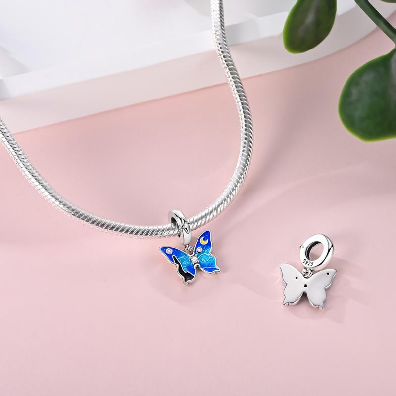 Charms Bead Copper Butterfly Starry Sky Dangle Pendant Fit Bangle Bracelet Necklace Diy Jewelry