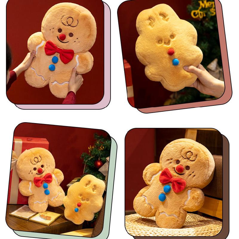 Christmas Gingerbread Man Plush Rabbit Toy Stuffed Animal Doll Xmas Decor Home