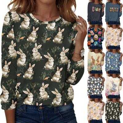 Long Sleeve Shirts For Women Cute Print Graphic Tees Blouses Casual Plus Size Basic Tops Pullover