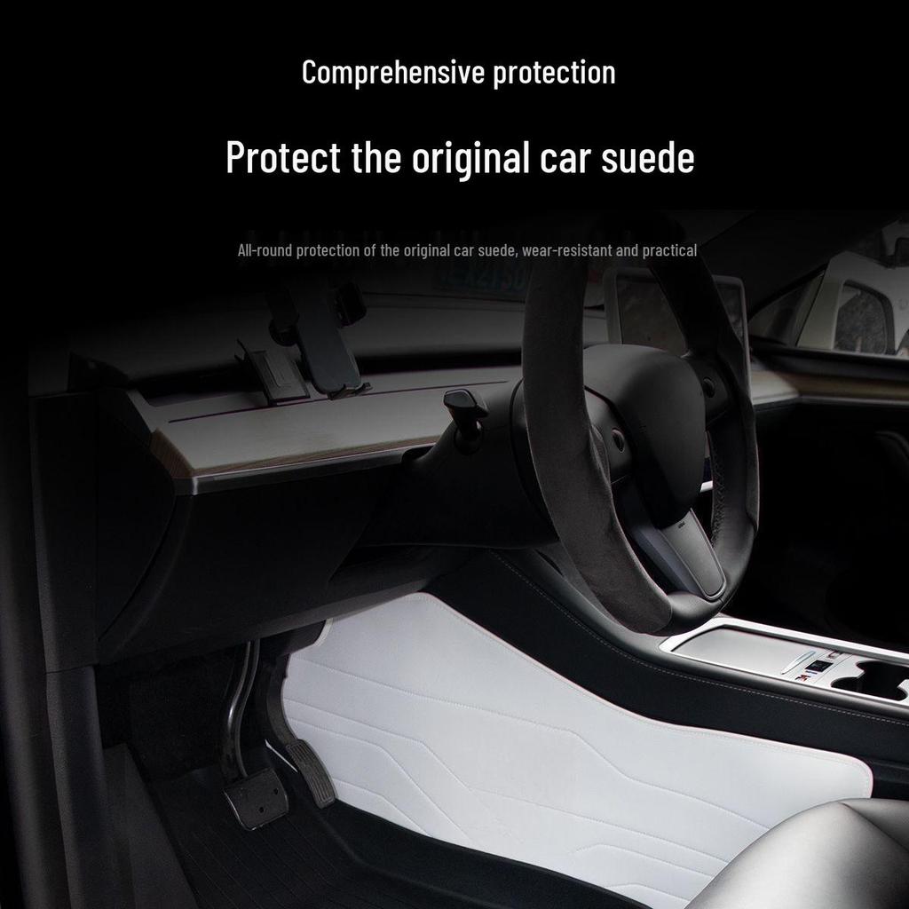 Nappa Leather Anti-Kick Pads for Model 3/Y Console Sides - Stain-Resistant Interior Protection