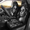 Coprisedili Auto Ragazza Calavera B/N, Confezione da 2 Coprisedili Anteriori Universali Protettivi