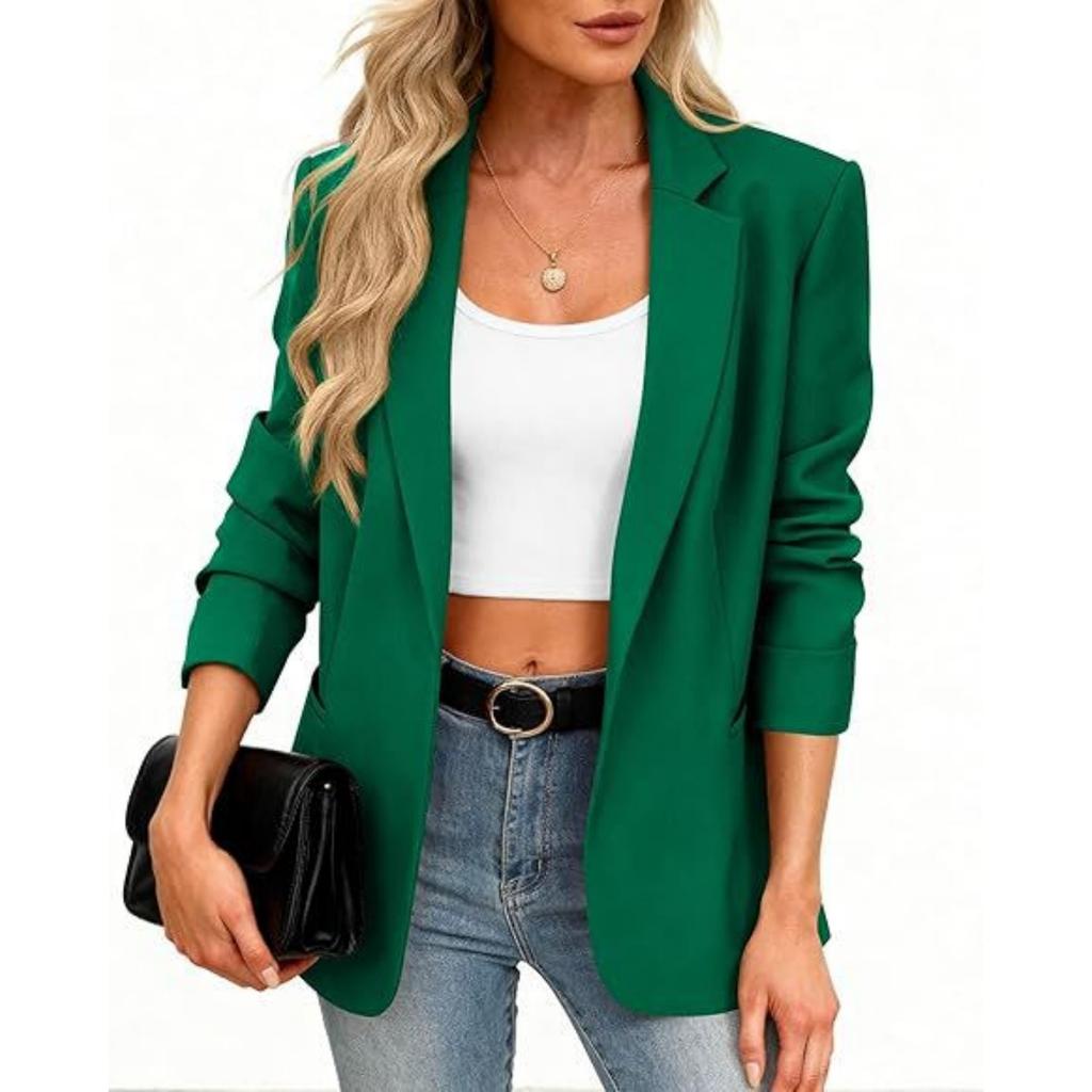 Women's Business Casual Long Sleeve Lapel Collar Jacket for Work Wear