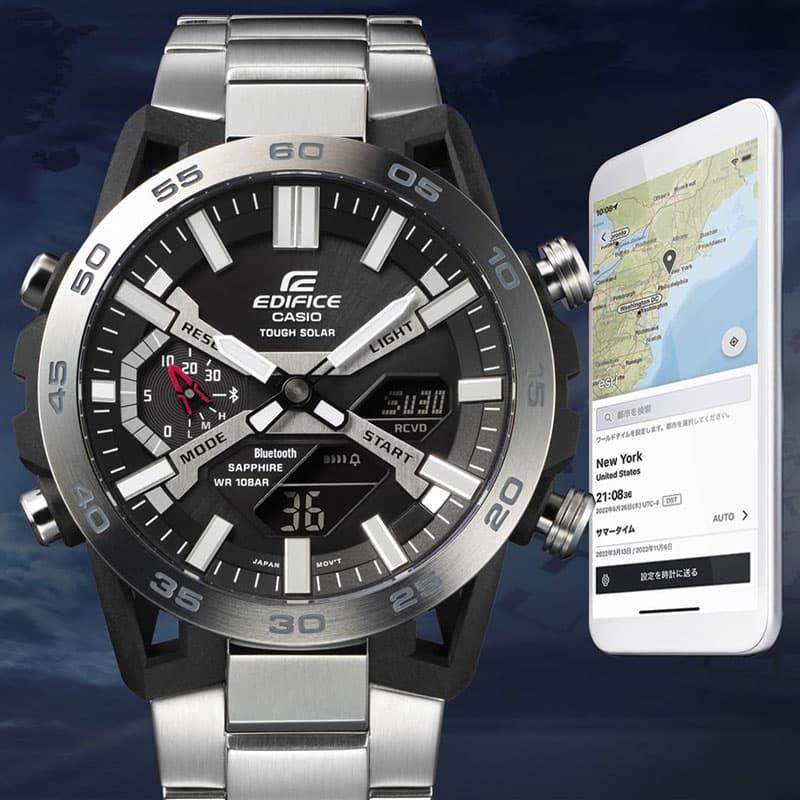 [Up to 6,000 yen discount] [20% OFF] Casio Watch EDIFICE SOSPENSIONE Men's Gray Silver Watch Radio Solar Car Racing Lace Digital Analyzer
