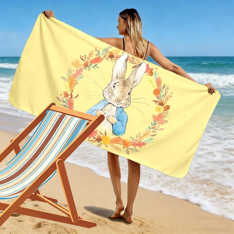 Peter Rabbit Print Beach Towel, Large Soft Quick Dry Towel for Beach Camping Swimming