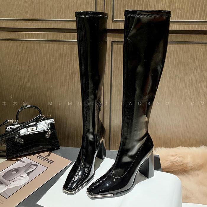 Boots Women's Winter 2025 New Long Skinny Boots High Heel Thick Heel But Knee High Knight Boots