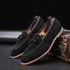 Fashion Men's Casual Shoes Cow Suede Genuine Leather Men British Style Bowknot Loafers Mens Slip-on Outdoor Driving Flats