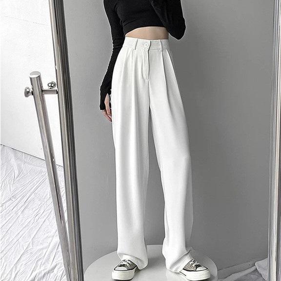 Pantalones de verano para mujer, de cintura alta, elásticos, ajustados, informales y de pierna ancha