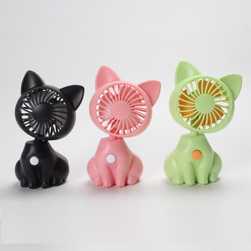 Battery-Powered Cute Cat Handheld Fan, Portable ABS Electric Fan.