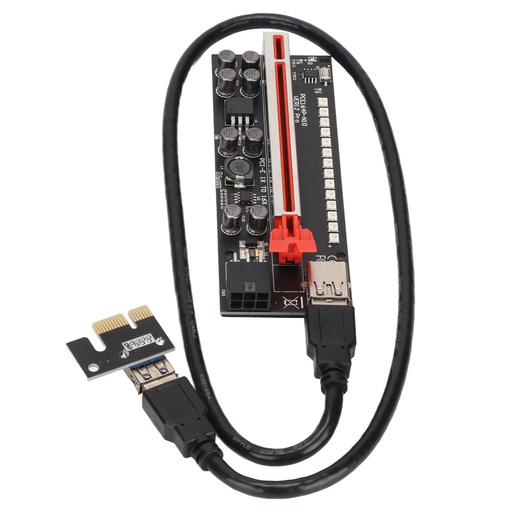Riser-Adapterkarte 8 Excicon-Kondensatoren Mehrschichtige Abschirmung Feste Schnalle PCIE Riser 1x auf 16x Adapter