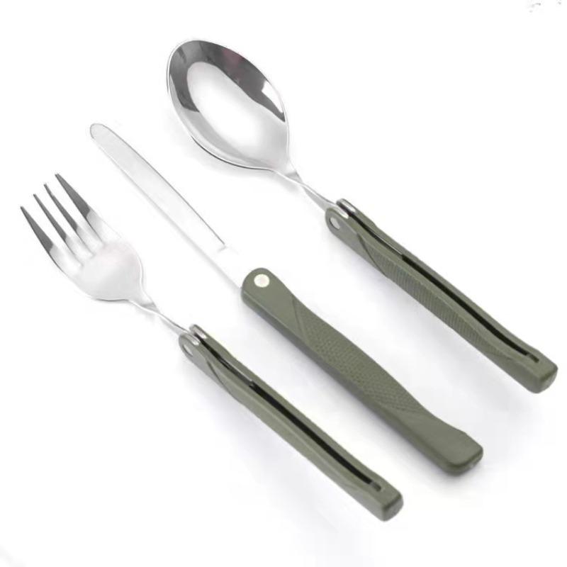 Long Cookware Backpack Spork Fork Stainless Steel Fold Knife Utensil Spoon Set Combo Picnic Camp Cutlery Tableware Flatware