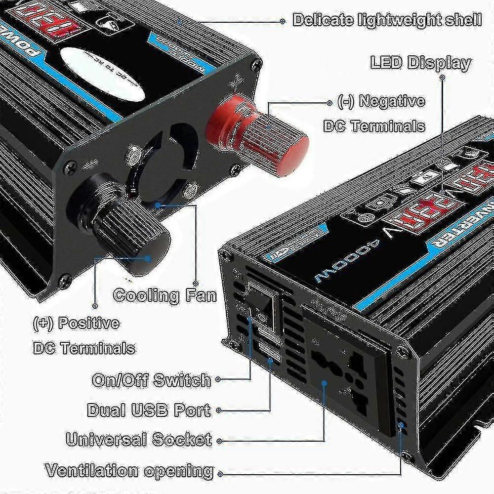 Convertitore 4000W 12V 220V Inverter a Onda Sinusoidale Pura Trasformatore a Onda Sinusoidale Pura con Telecomando &
