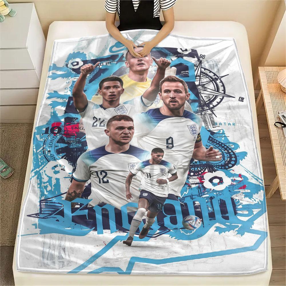 1PC England National Football Team Patterned Flannel Blanket Suitable For All Seasons for Home Decor Warmth and Comfort Gifts Holiday Present