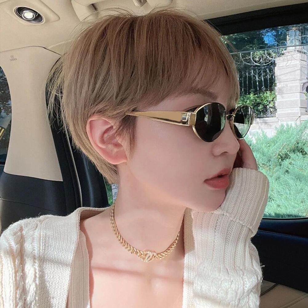 Classic Vintage Oval Sunglasses New Elliptical Frame Metal Frame Personalized Sunglasses Outdoor Shades Uv400 Trendy Fancy Gift