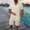 Summer Men's Pure Color Casual Blended Short-sleeved T-shirt Shorts Suit