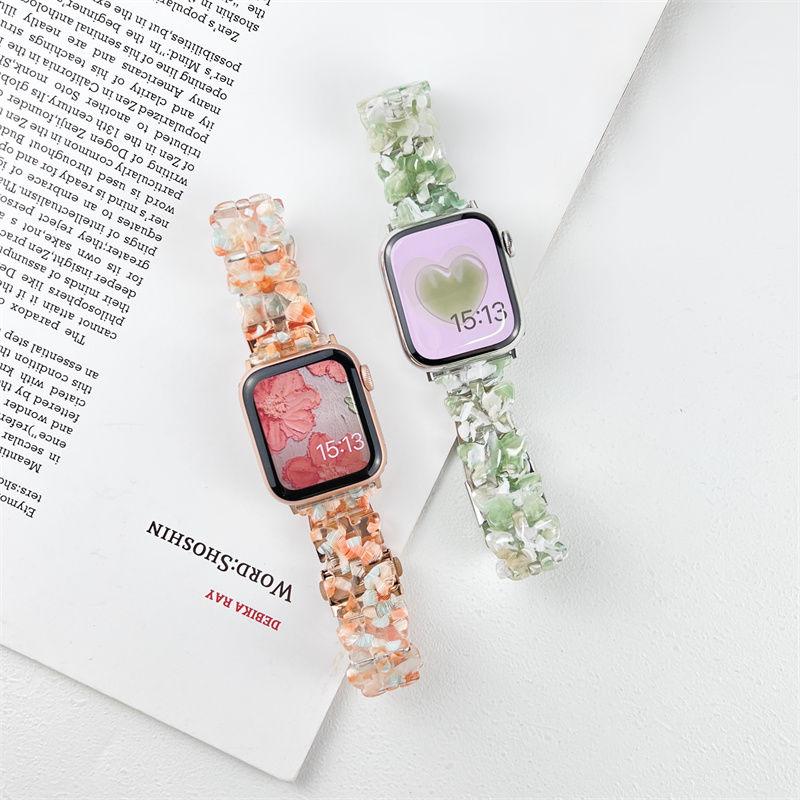 Butterfly Resin Strap for Apple Watch S10-Elastic Retractable Resin Watch Band Female Bracelet for iWatch10/9/8/7/6/5/4/3/2/1/Se/Ultra/Ultra2 42mm