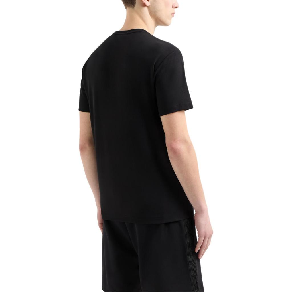 Emporio Armani EA7 Gold Logo Printed Plain Knit Crew Neck Short Sleeve T-Shirt Men Tops Black 7M000301-AF13739-UC001