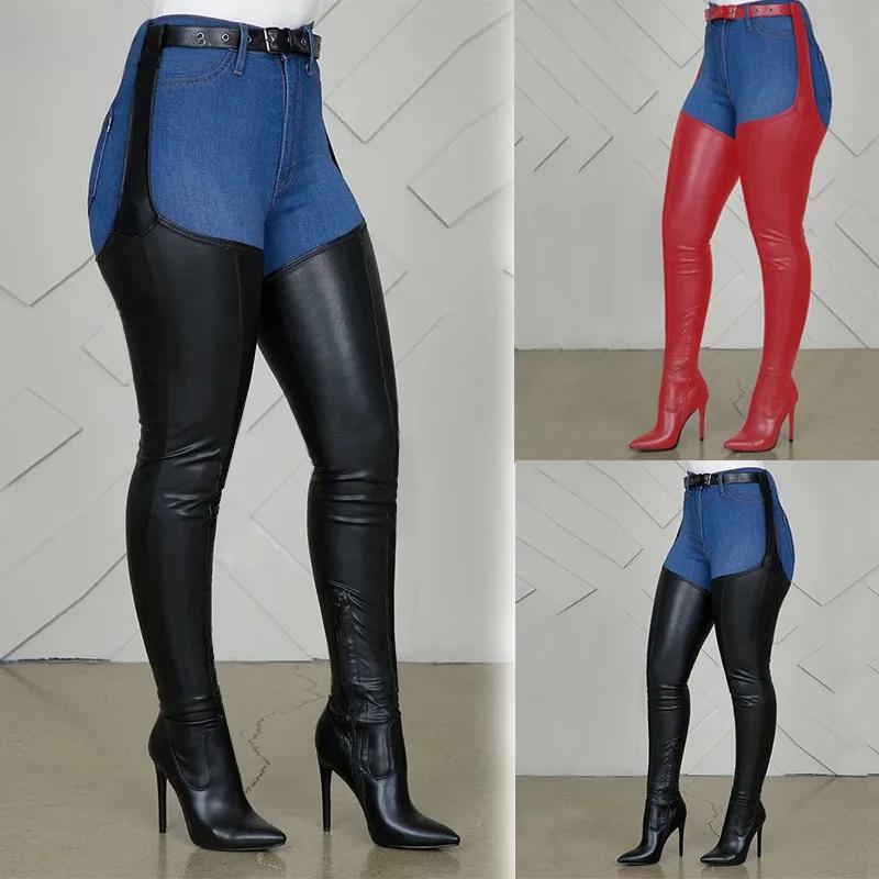 Autumn Mature Women's Boots Over The Knee Sexy Modern Boots Stiletto Winter Sexy Long Boots Pointed Toe Side Zipper Women Shoes