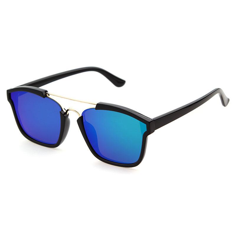 Fashion Pilot Flat Top Sunglasses Men Vintage Square Film Mirror Blue Lens UV400 Protection Stylish Eyewear