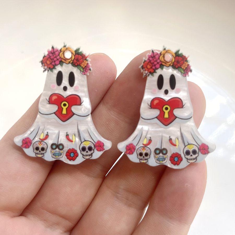 6/18pcs 2D Flat Cute Acrylic Pendants Charms Handmade Key Chain Decor DIY Craft Making Accessories Halloween Gift Decoration