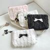 Cute Lace Bow Coin Purse Portable Cosmetic Storage Bag Women‘s Wallet Key Makeup Lipstick Pouch Headphone Organizer Clutch Bags