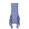 2026 Womens Off-Shoulder Tube Top Bodycon Asymmetrical Hem Pleated Maxi Dress Solid Color Street Chic