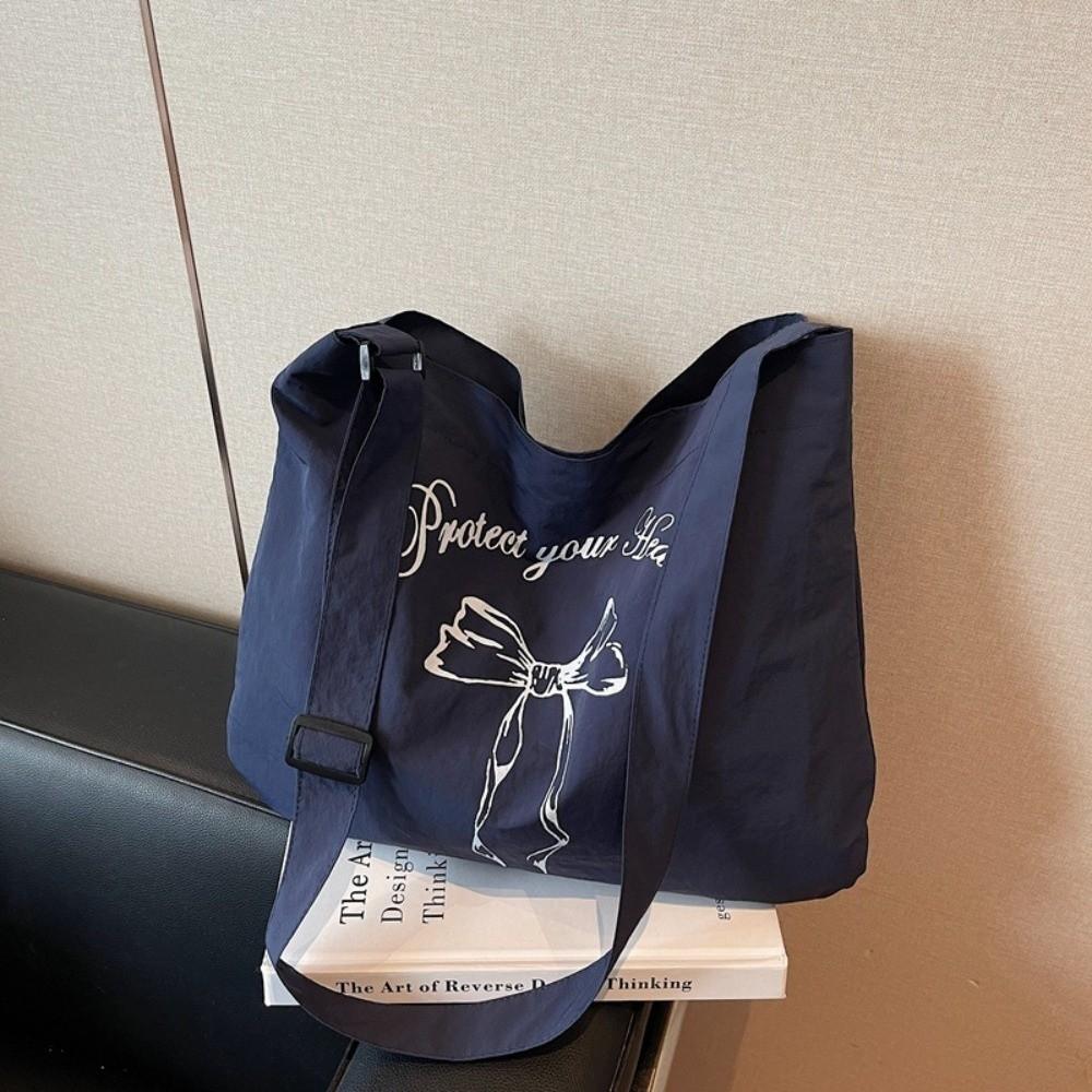 Nylon Women's Tote Bag Large Capacity Commute Bag Simple Bow Shoulder Bag  College Students