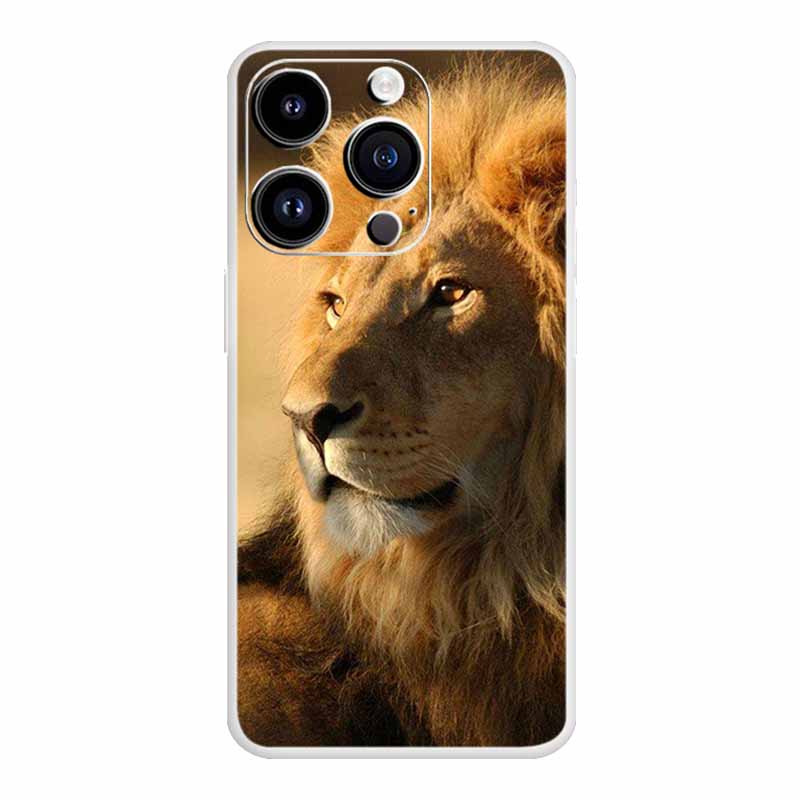 Lions Pattern Case For iPhone 14 Pro Max Luxury Silicone TPU Soft Cover Phone Case iPhone14 plus Shockproof Bumper Original Para iPhone 14 plus