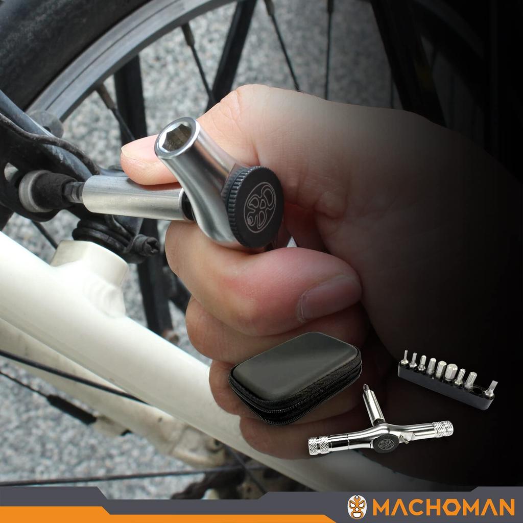 MACHOMAN Precision Screwdriver Set with Interchangeable Ratchet and 10 Compact and Suitable for Cars and Bicycles T-Handles, 1/4-Inch Wrench, Bits,